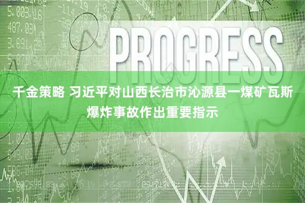 千金策略 习近平对山西长治市沁源县一煤矿瓦斯爆炸事故作出重要指示